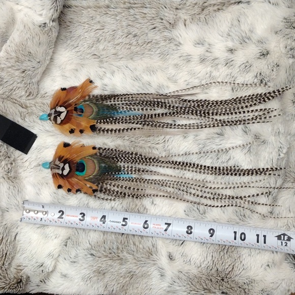 Handmade feather earrings with authentic turquoise - Picture 4 of 8